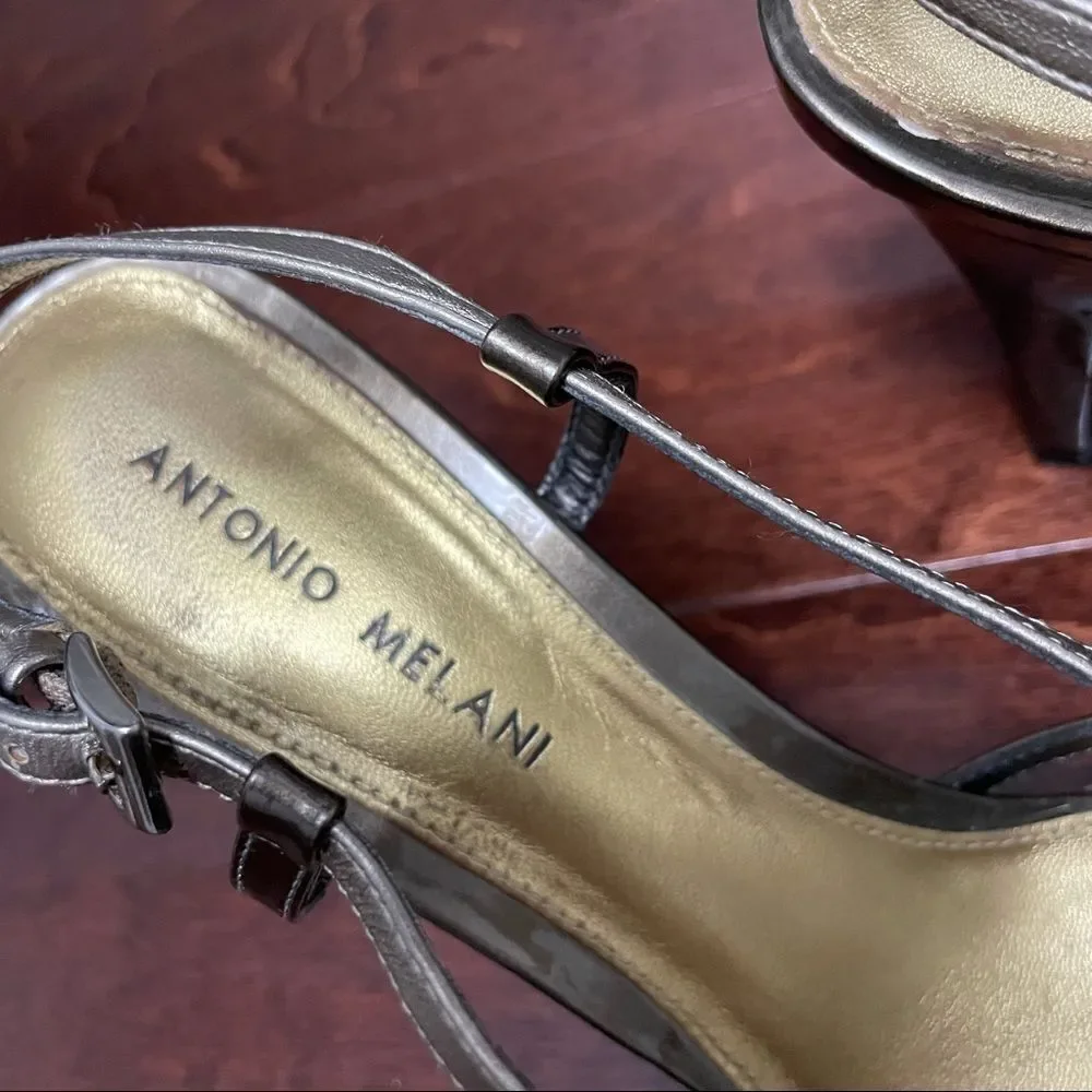 Antonio Melani Bronze Champagne Strappy Open-toe Heel Size 9.5
